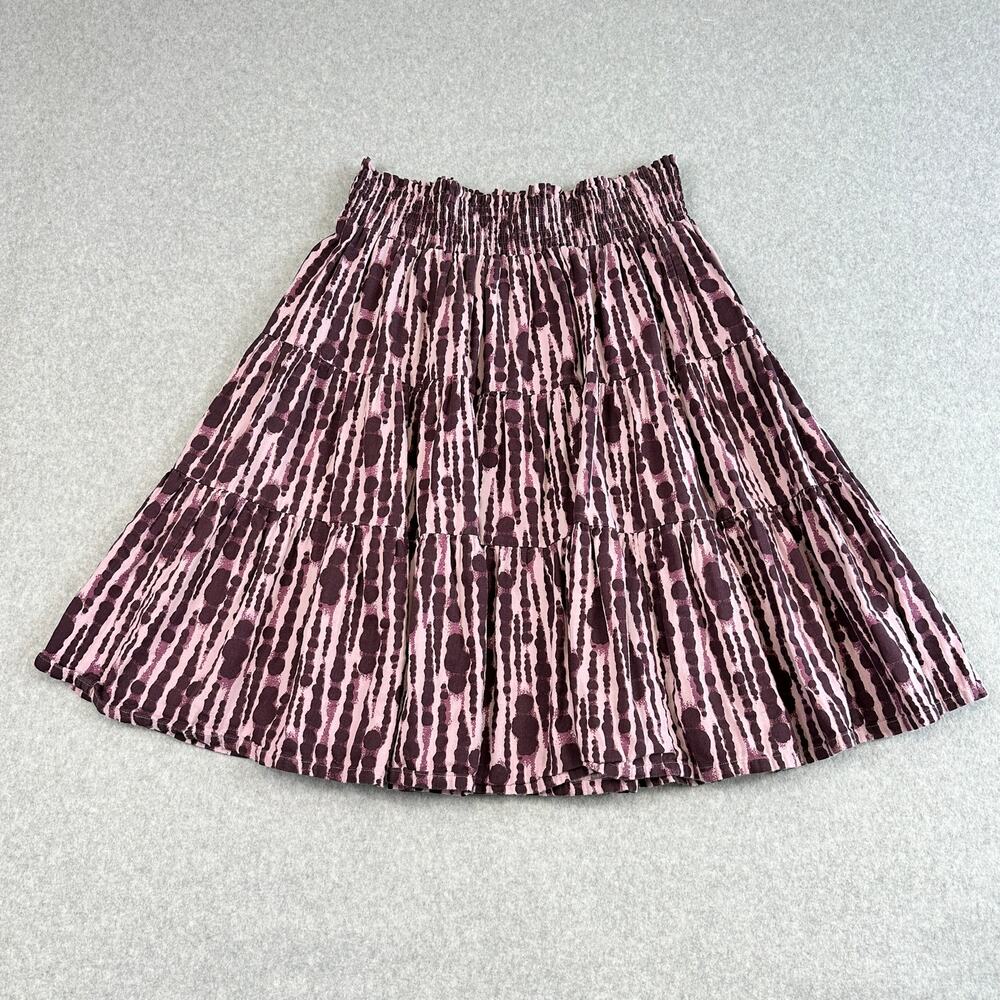 Kate Quinn Tiered Midi Skirt WMNS XL Purple Stripe Organic Cotton Boho Festival